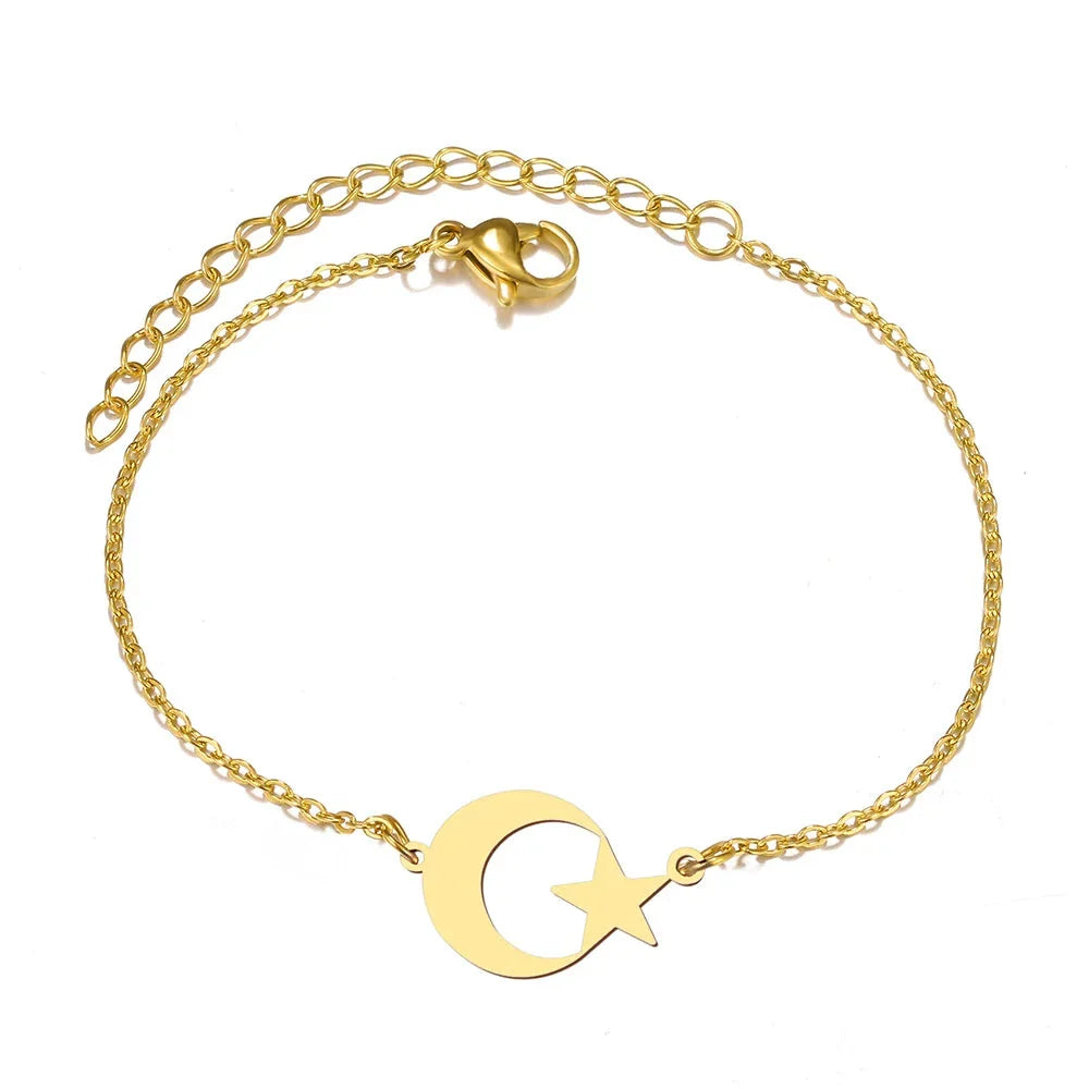 Star and Moon Gold Bracelet