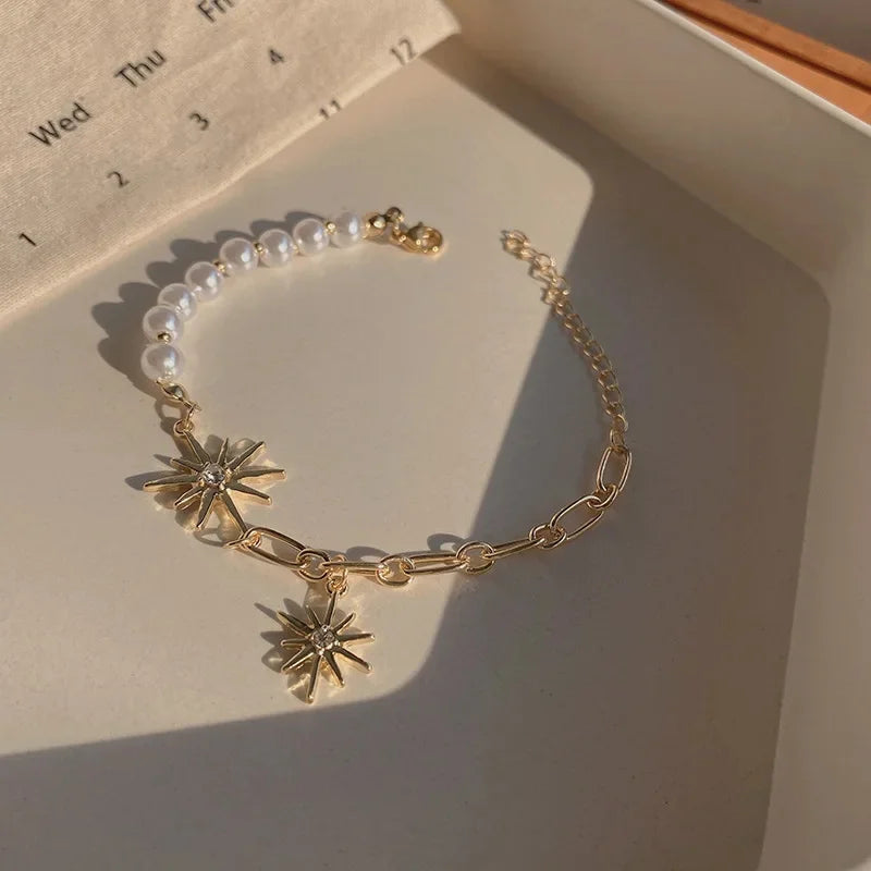 Star and White Pearl Bracelet
