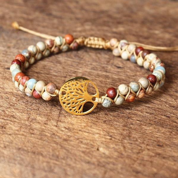 Women's Bracelet Natural Purple Stone Tree of Life