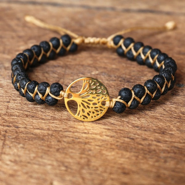Women's Bracelet Natural Purple Stone Tree of Life