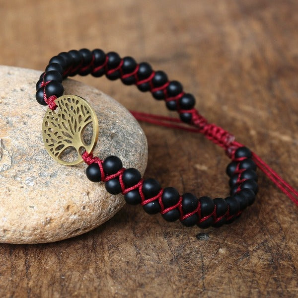 Women's Natural Stone Bracelet Purple Tree of Life