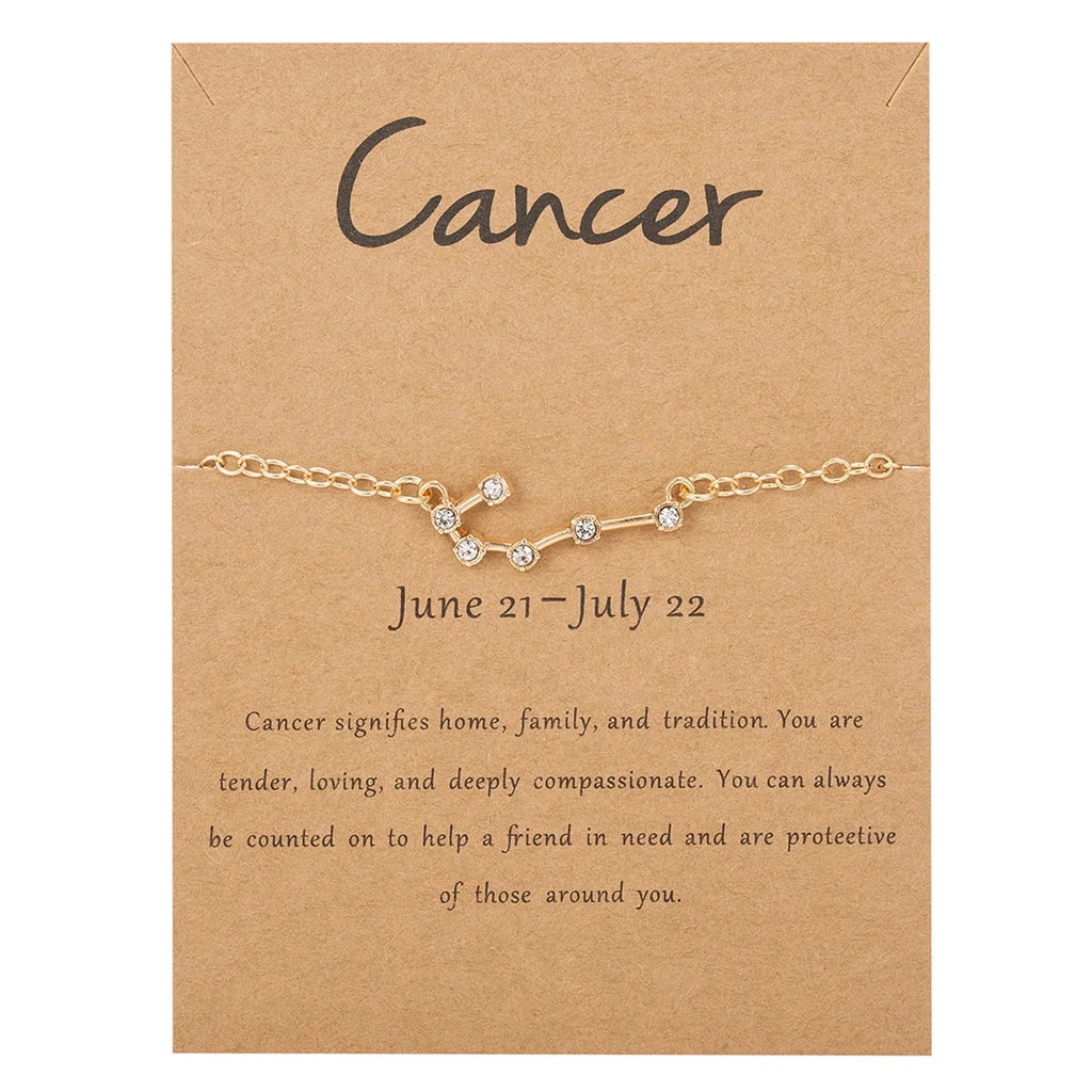 Women's Zodiac Sign Bracelet 12 Constellations Cancer