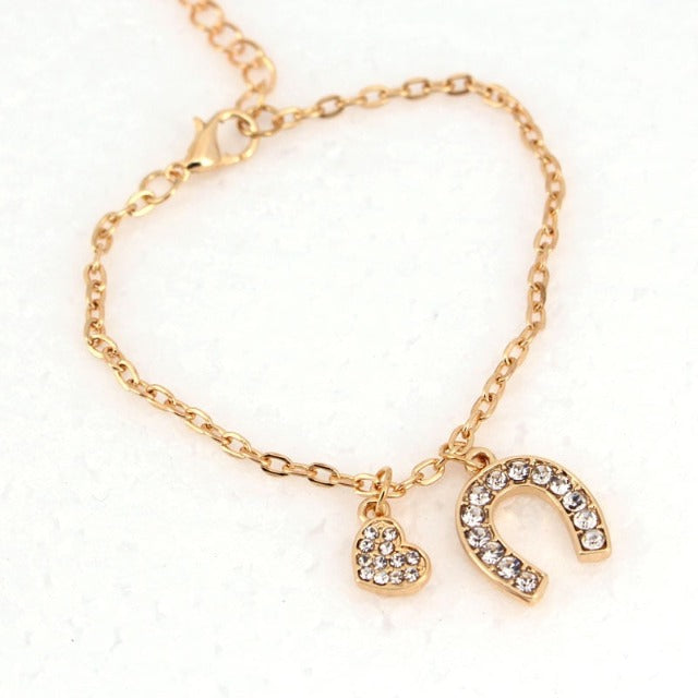 Horseshoe Gourmette Bracelet Lucky Charm gold
