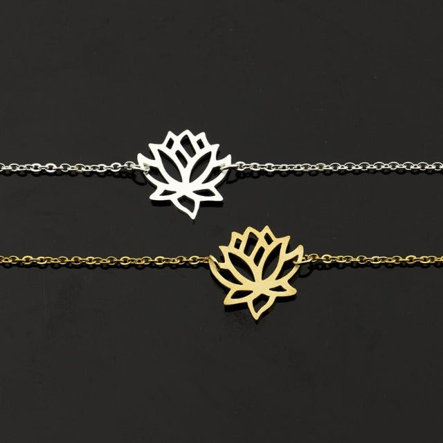 Silver - Gold - Copper Lotus Flower Bracelet