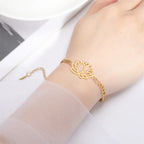 Lotus Flower Bracelet for Women Gold