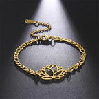 Lotus Flower Bracelet for Women Gold