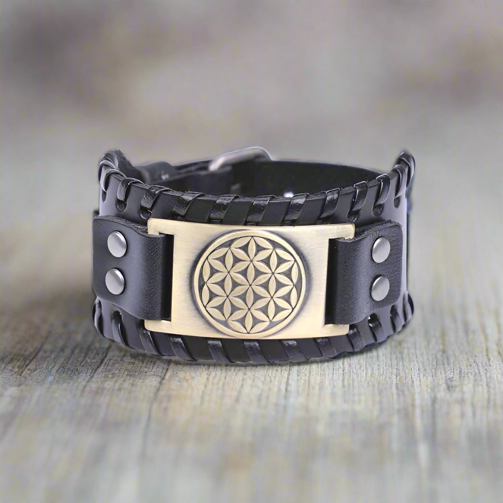 Black and Bronze Mandala Bracelet for Men and Women