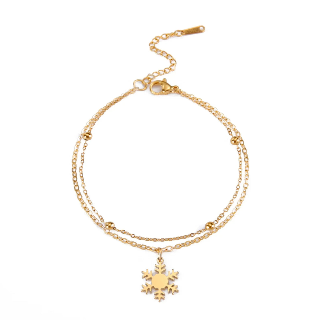 Winter Snowflake Chain Bracelet gold