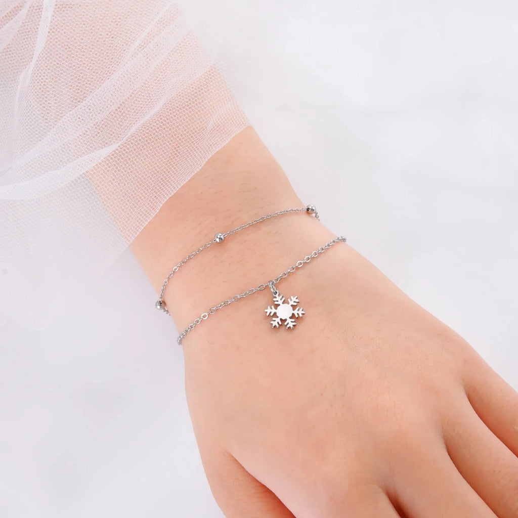 Winter Snowflake Chain Bracelet silver