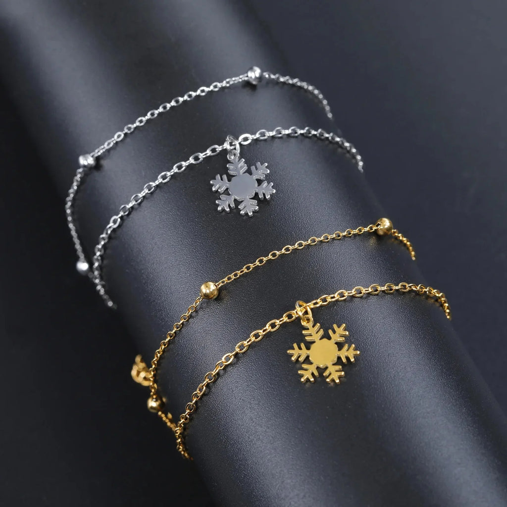 Winter Snowflake Chain Bracelet gold