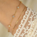 Fine Flower Zircon ID Bracelet gold