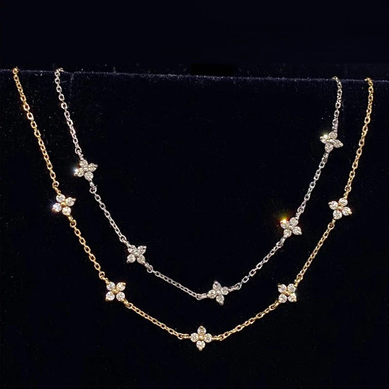 Fine Flower Zircon ID Bracelet gold