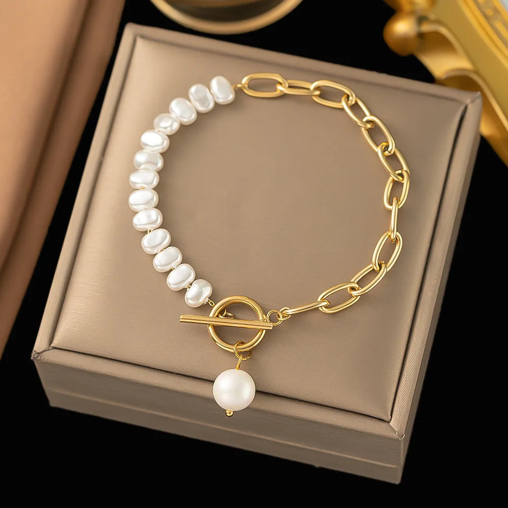 Baroque Style ID Bracelet with Beads