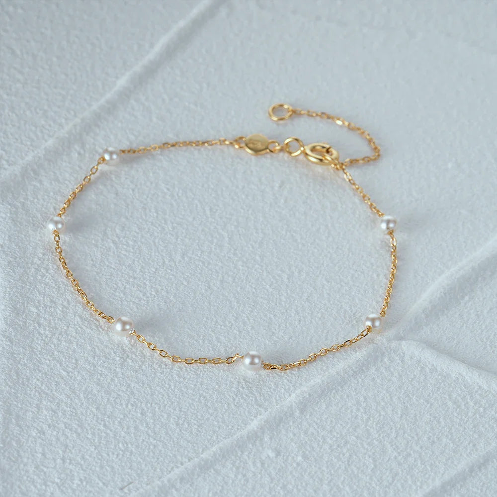 End Curb Bracelet with White Beads
