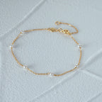 End Curb Bracelet with White Beads
