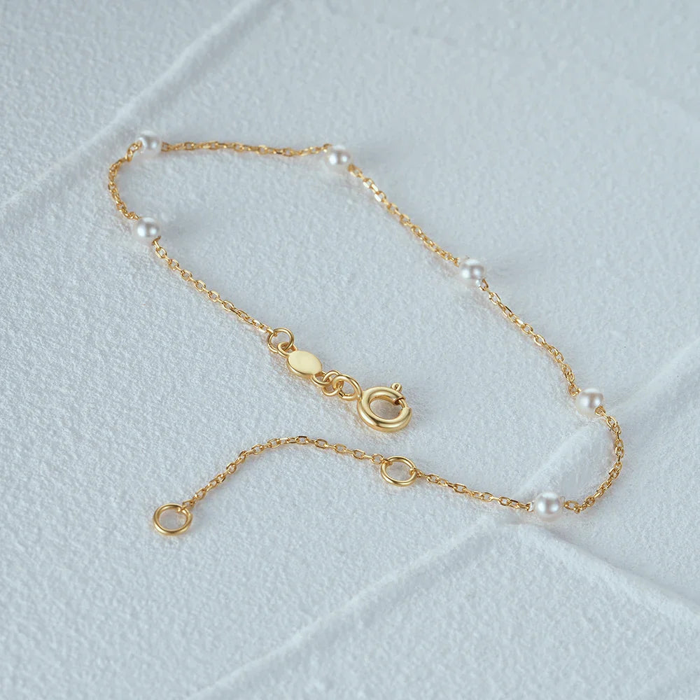 End Curb Bracelet with White Beads