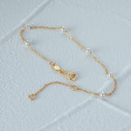 End Curb Bracelet with White Beads