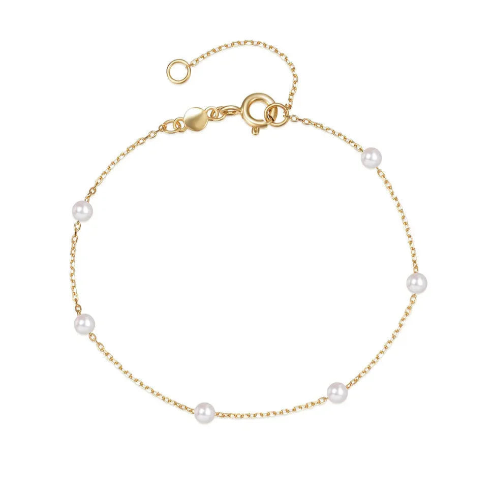 End Curb Bracelet with White Beads