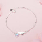 Silver Playing Cat ID Bracelet