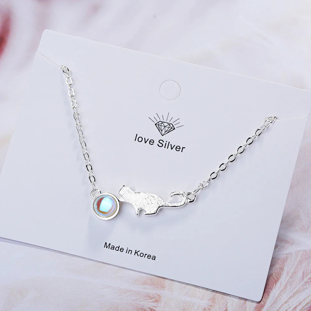 Silver Playing Cat ID Bracelet