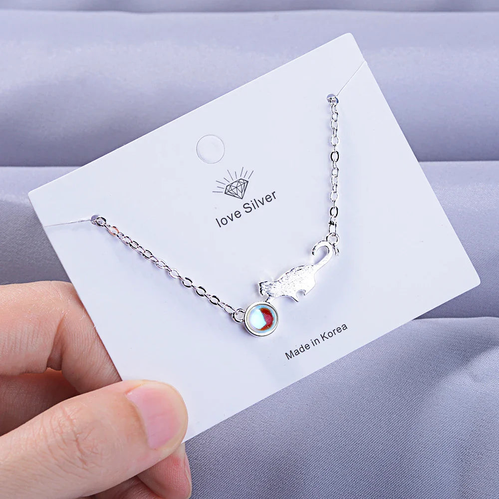 Silver Playing Cat ID Bracelet