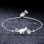 Silver Cat Zircon ID Bracelet