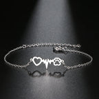 Silver Heart Paw ID Bracelet