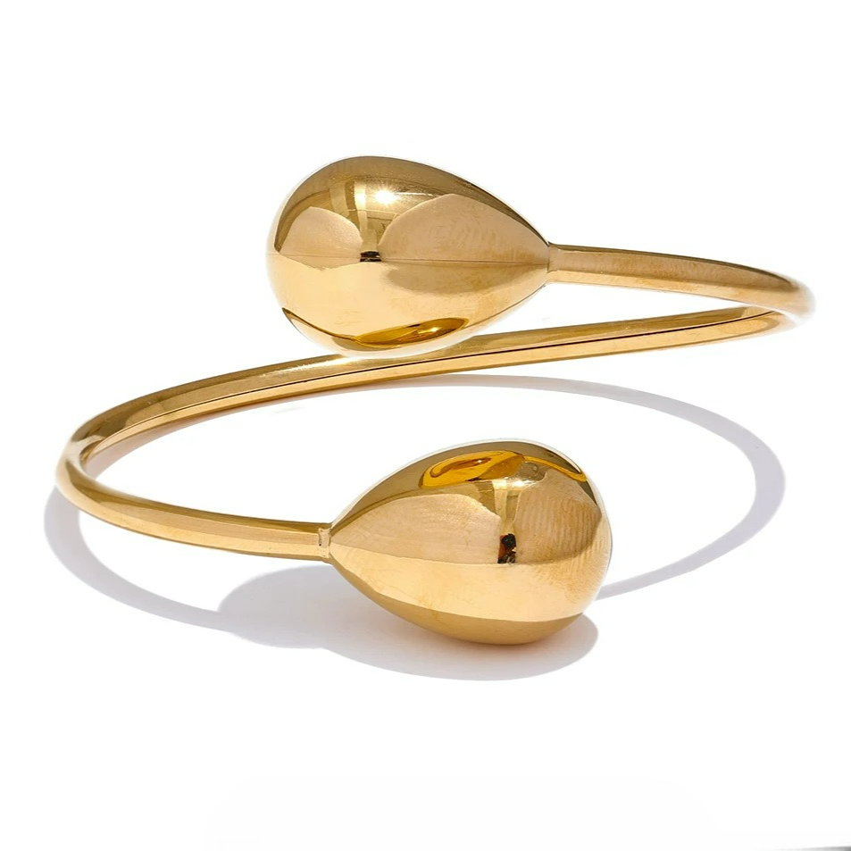 Gold Drop Water Charm ID Bracelet