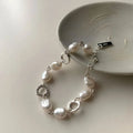 Stylish ID Bracelet with White Beads