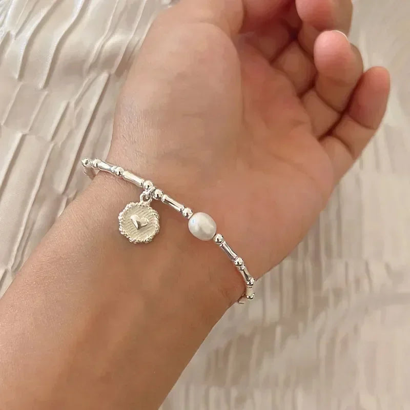 Retro Style ID Bracelet with Pearl