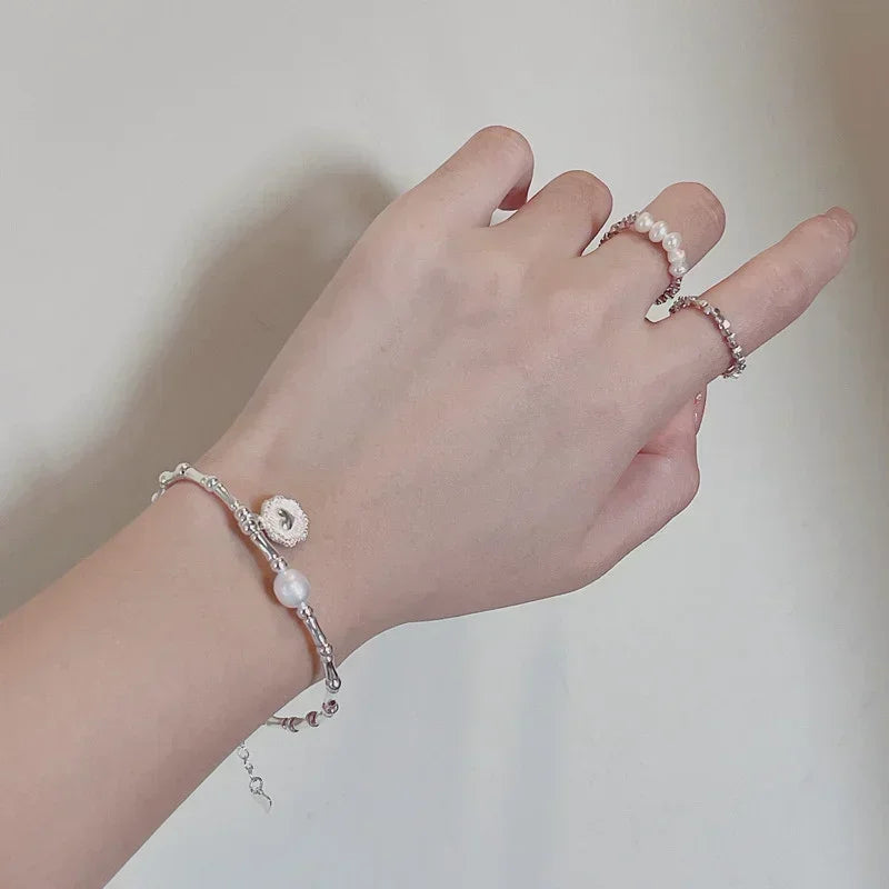 Retro Style ID Bracelet with Pearl