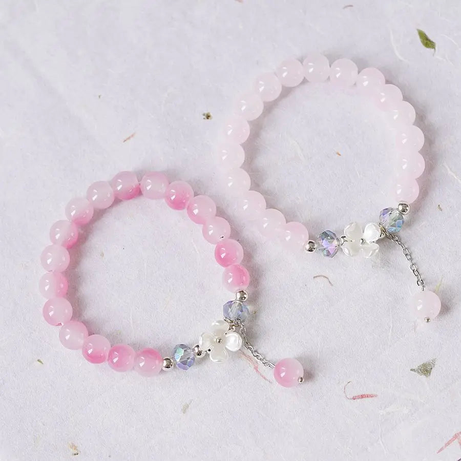 Pink Crystal Flower ID Bracelet