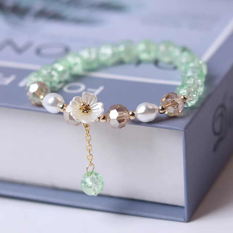 Green Crystal Flower ID Bracelet