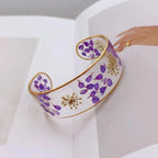 Transparent Resin Flower ID Bracelet Purple a