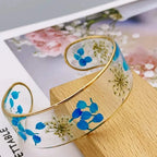 Transparent Resin Flower ID Bracelet Blue a