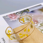 Transparent Resin Flower ID Bracelet Yellow a
