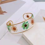 Transparent Resin Flower ID Bracelet Green b