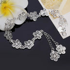 Silver-Plated 5-Petal Flower ID Bracelet
