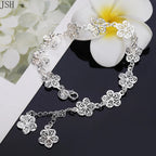Silver-Plated 5-Petal Flower ID Bracelet