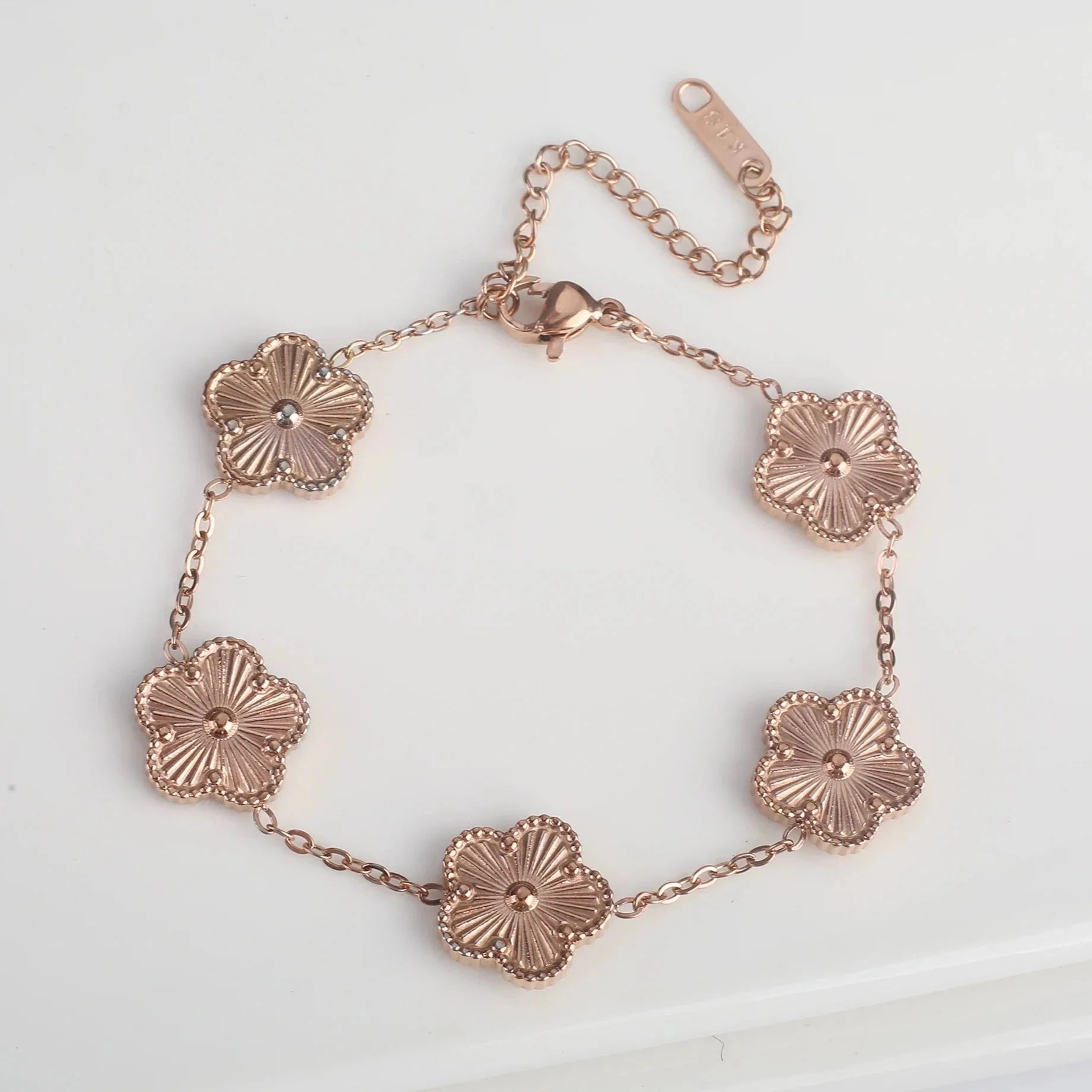 5-Petal Flower ID Bracelet rose gold