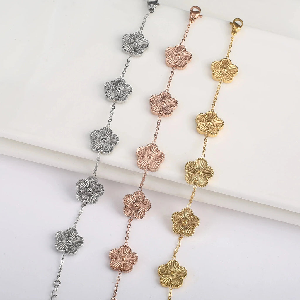 5-Petal Flower ID Bracelet rose gold