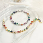 Colored Daisy Flower ID Bracelet silver