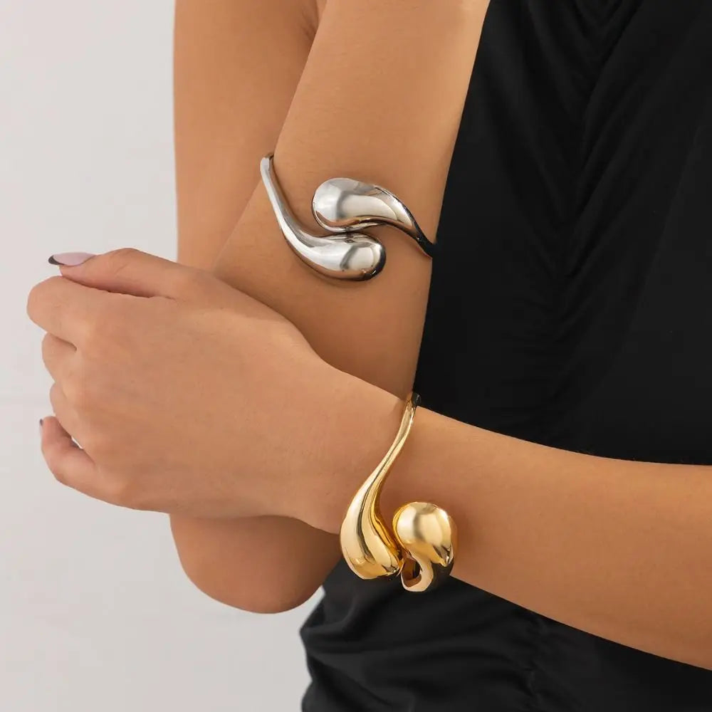 Asymmetric Large Water Drop ID Bracelet silver