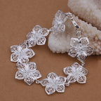 Silver Large Flower ID Bracelet