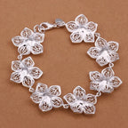 Silver Large Flower ID Bracelet