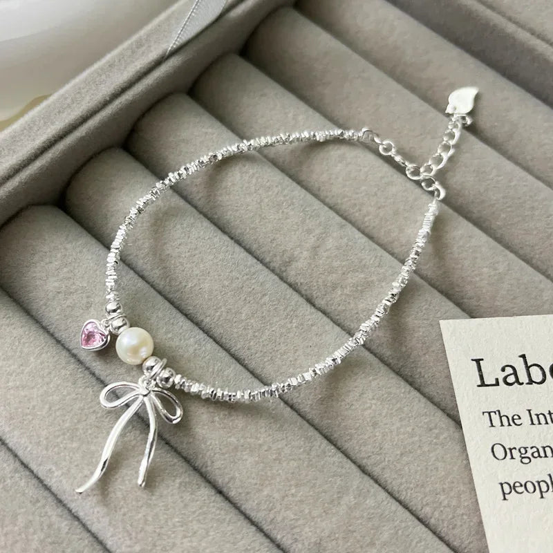 Butterfly Knot and Pearl ID Bracelet