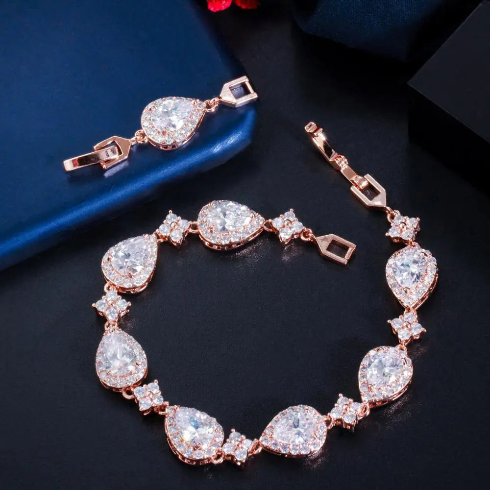 Water Drop Bracelet in Rose Zircon