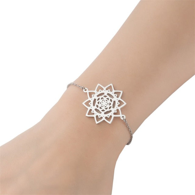 Life Flower Mandala Bracelet Dawapara Woman silver