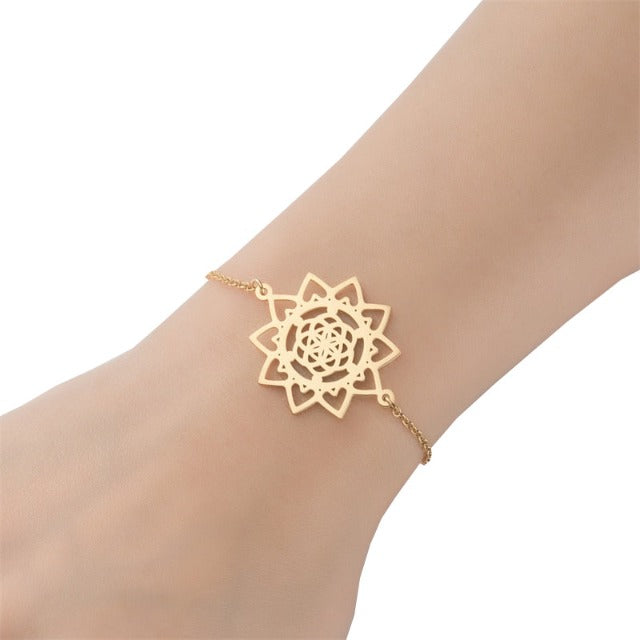Life Flower Mandala Bracelet Dawapara Woman gold