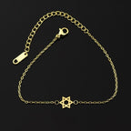 Hexagram Bracelet Star of David Judaism Gold Chain Bracelet